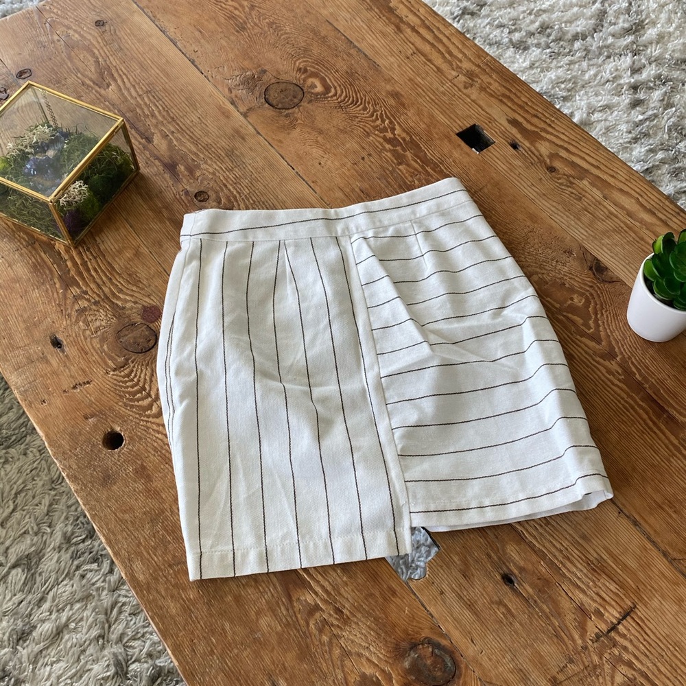 Linen stripe mini skirt